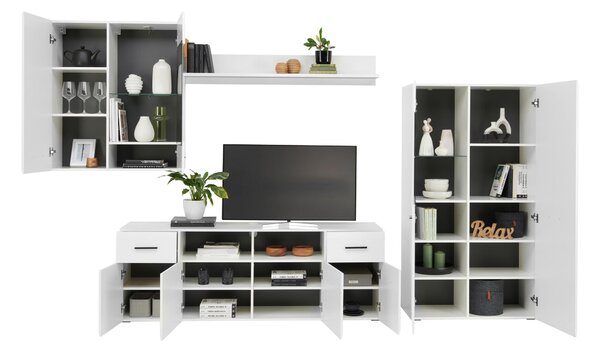 SKRINKA POD TV, antracitová, biela, 180/63,7/41,6 cm Hom`in - TV nábytok