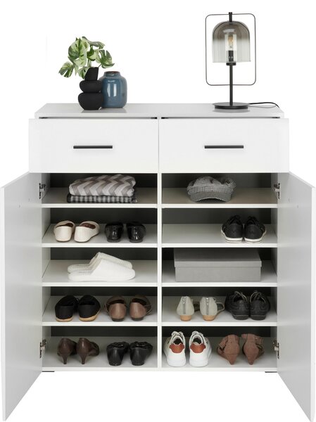 SKRINKA NA TOPÁNKY, antracitová, biela, 100/104/42 cm Hom`in - Skrine, regály & police na topánky