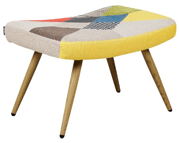 Krídlové kreslo s podnožkou viacfarebné látkové čalúnenie s gombíkmi retro štýl patchwork