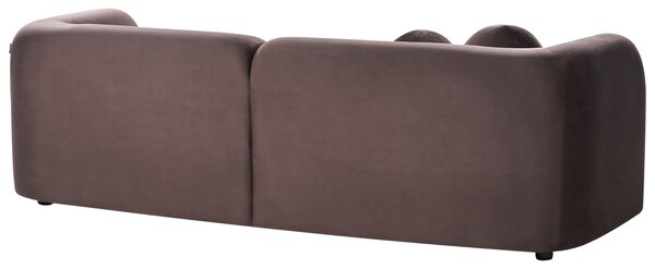 Pohovka tmavohnedá zamatové čalúnenie 3-miestna extra vankúše retro glamour art deco štýl obývačka