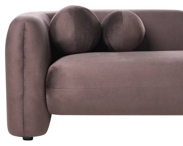 Pohovka tmavohnedá zamatové čalúnenie 3-miestna extra vankúše retro glamour art deco štýl obývačka