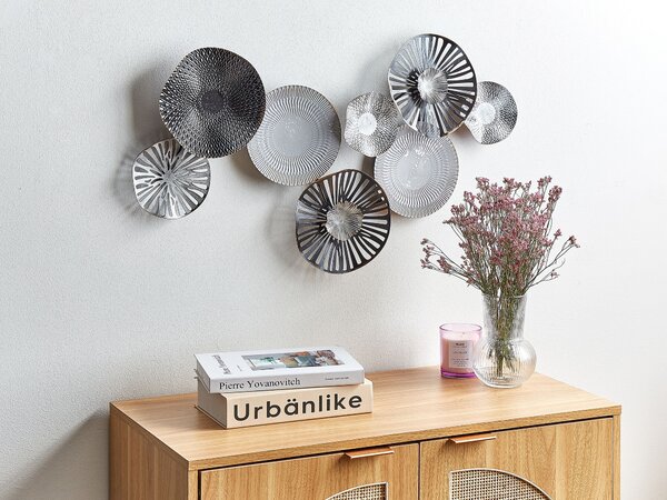 Nástenná dekorácia čierna a sivá železná 78 x 49 cm ručne vyrobená ozdoba na stenu moderné industriálne bytové doplnky