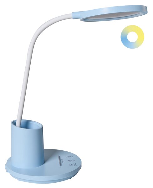 Stolná LED lampa modrá syntetický materiál 3 režimy teploty svetla so stmievačom dotyková nastaviteľná kancelária