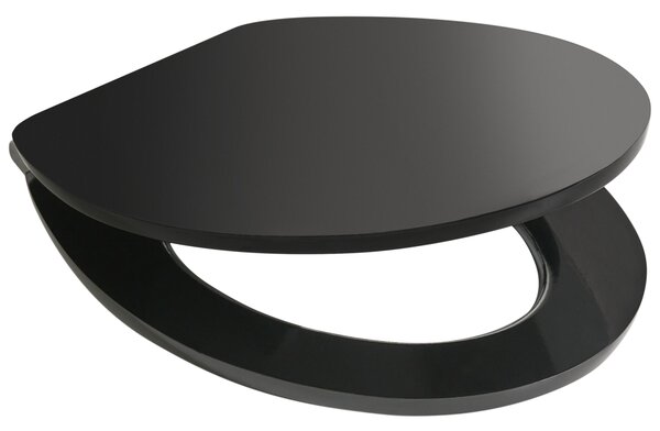 WC doska čierna MDF lesklý povrch 48 x 38 cm kúpeľňové doplnky tradičný štýl kúpeľňa toaleta