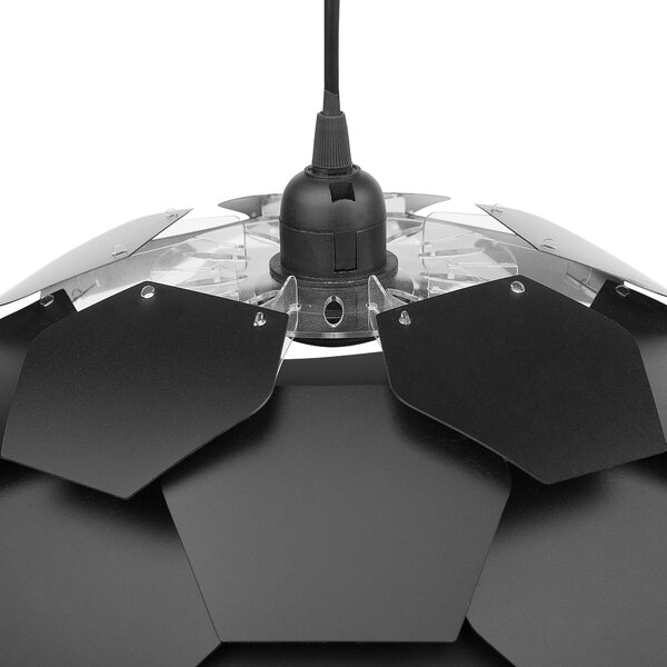 Závesná lampa čierna syntetický materiál okrúhle tienidlo tvar borovicovej šišky na strop moderný škandinávsky štýl obývačka detská izba