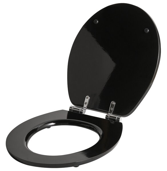 WC doska čierna MDF lesklý povrch 48 x 38 cm kúpeľňové doplnky tradičný štýl kúpeľňa toaleta