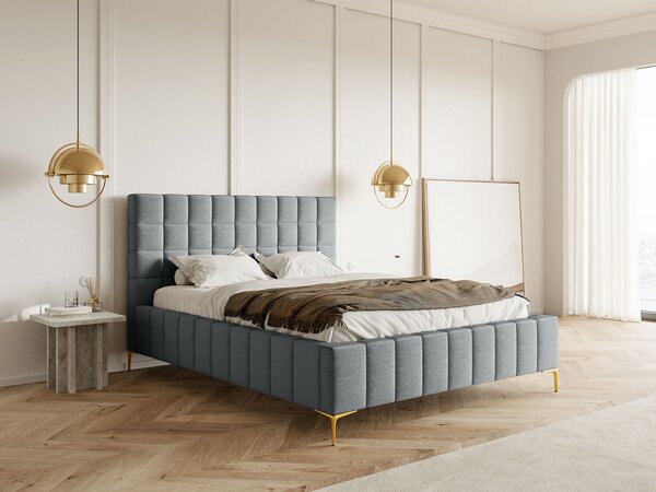 Čalúnená manželská posteľ s úložným priestorom Greid 140x200 - sivá