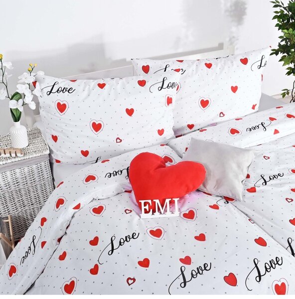 Obliečky bavlnené Love EMI, Štandardný set jednolôžko obsahuje 1x 140x200 + 1x 70x90