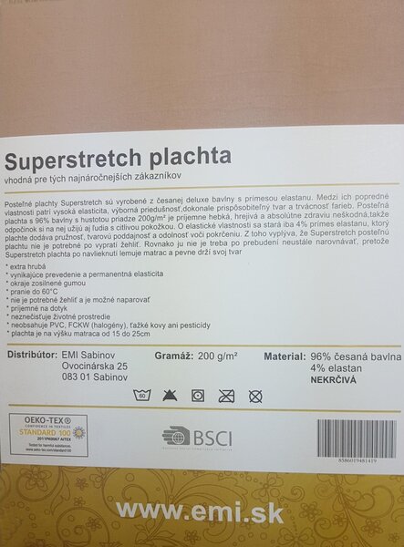 Plachta posteľná oriešková superstretch EMI, Plachta 90 (100)x200