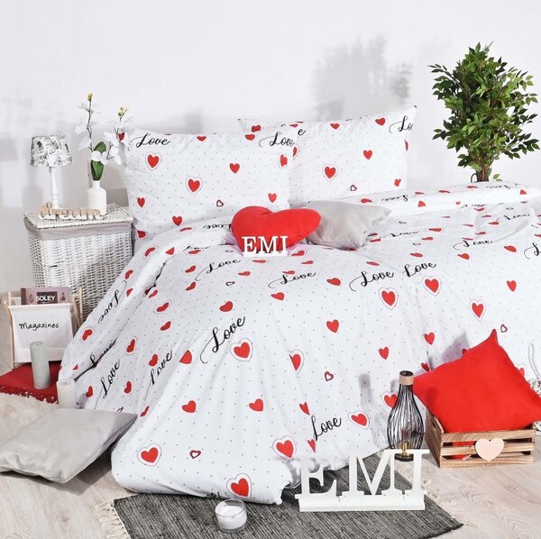 Obliečky bavlnené Love EMI, Štandardný set jednolôžko obsahuje 1x 140x200 + 1x 70x90