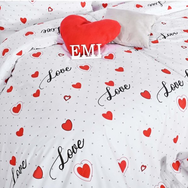 Obliečky bavlnené Love EMI, Štandardný set jednolôžko obsahuje 1x 140x200 + 1x 70x90