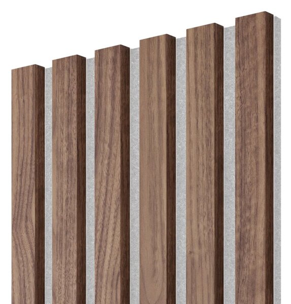 Akustický panel, dyha americký orech, sivý filc, 30x275 cm