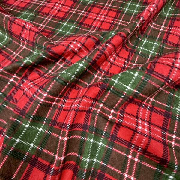 Ervi Bavlnená flanelová látka/plátno š.240 cm Vianočný tartan – metráž