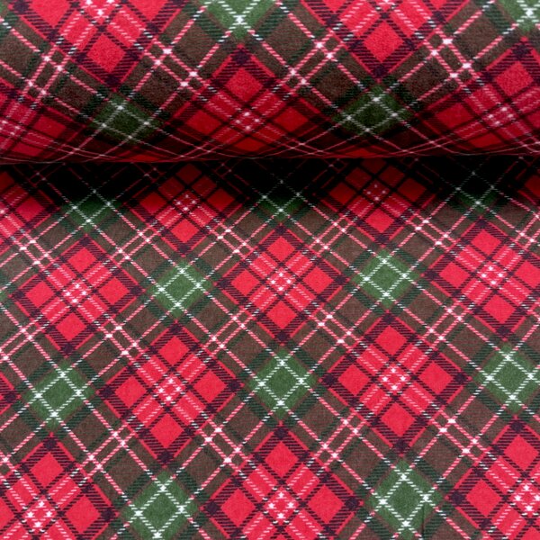 Ervi Bavlnená flanelová látka/plátno š.240 cm Vianočný tartan – metráž