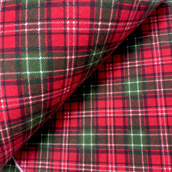 Ervi Bavlnená flanelová látka/plátno š.240 cm Vianočný tartan – metráž
