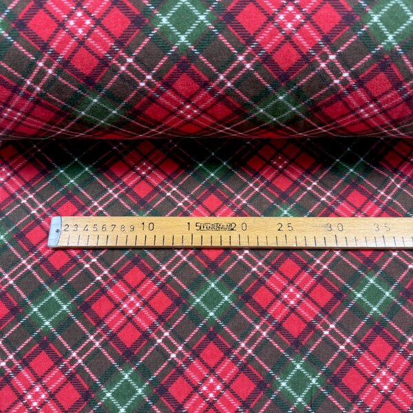 Ervi Bavlnená flanelová látka/plátno š.240 cm Vianočný tartan – metráž