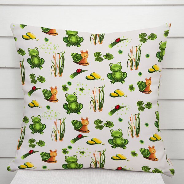 Biante Detská bavlnená obliečka na vankúš Sandra SA-609 Žabky a slimáky na bielom 30 x 50 cm