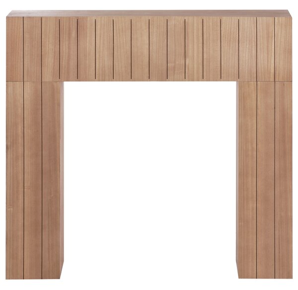 Krbová rímsa svetlé drevo MDF 110 x 23 x 100 cm krbové obloženie zdobená rebrovaná predná časť moderný japandi štýl obývacia izba
