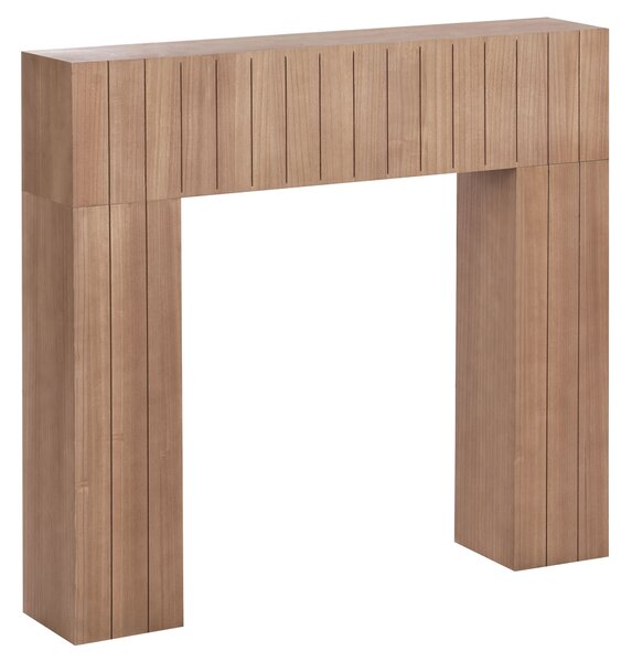 Krbová rímsa svetlé drevo MDF 110 x 23 x 100 cm krbové obloženie zdobená rebrovaná predná časť moderný japandi štýl obývacia izba