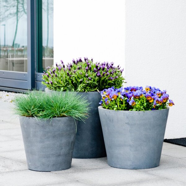 Kvetináč Bucket sivý S, ⌀ 50 cm x v 40 cm, 6,5 kg, 57l
