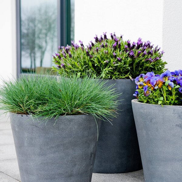 Kvetináč Bucket sivý S, ⌀ 50 cm x v 40 cm, 6,5 kg, 57l