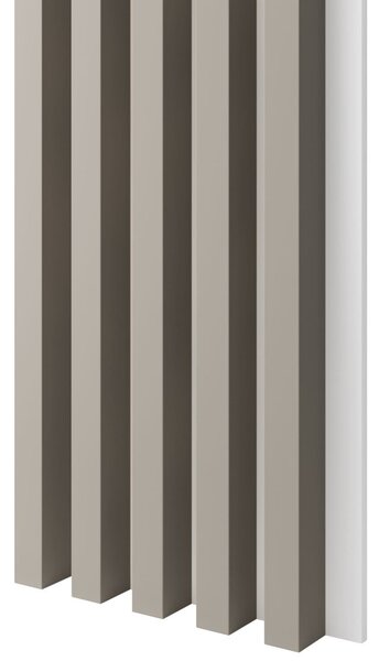 Akustický panel, podklad biela MDF doska, široká lamela, pieskovo béžový, 30x275 cm