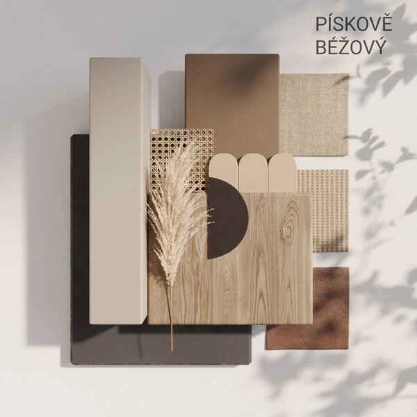 Akustický panel, podklad biela MDF doska, široká lamela, pieskovo béžový, 30x275 cm