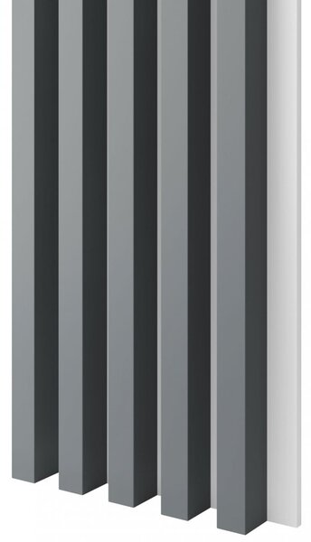 Akustický panel, podklad biela MDF doska, široká lamela, grafit, 30x275 cm