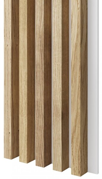 Akustický panel, podklad biela MDF doska, široká lamela, dubová dyha, 30x275 cm
