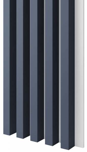 Akustický panel, podklad biela MDF doska, široká lamela, tmavá námornícka modrá, 30x275 cm