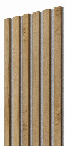 Akustický panel, Dub Wotan, sivý filc, 30x275 cm