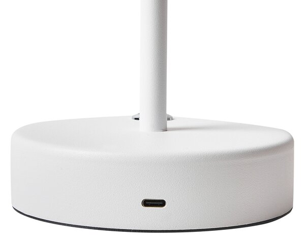 Stolná lampa biela železo hliník s dotykovým vypínačom nabíjanie cez USB kábel bezdrôtová moderný štýl interiér exteriér