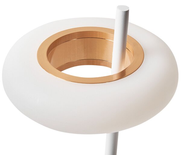 Stolná lampa biela železo hliník s dotykovým vypínačom nabíjanie cez USB kábel bezdrôtová moderný štýl interiér exteriér