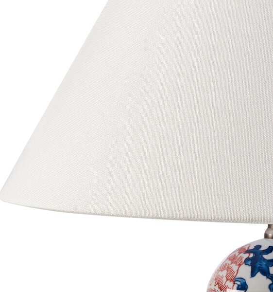 Stolná lampa biela modrá porcelánový podstavec ľanové tienidlo kvetinový vzor osvetlenie obývacia izba spálňa