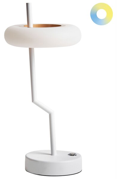 Stolná lampa biela železo hliník s dotykovým vypínačom nabíjanie cez USB kábel bezdrôtová moderný štýl interiér exteriér