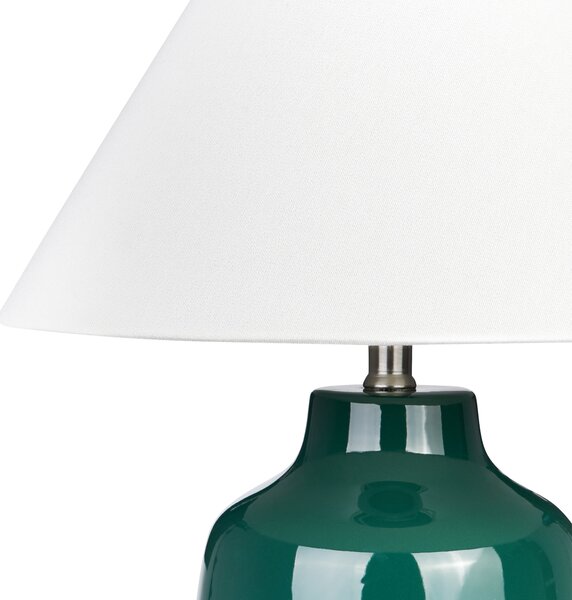 Stolná lampa zelená keramický podstavec látkové tienidlo svietidlo na nočný stolík