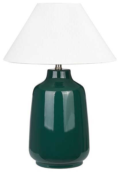 Stolná lampa zelená keramický podstavec látkové tienidlo svietidlo na nočný stolík
