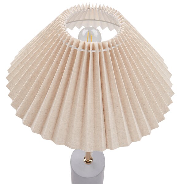 Stolná nočná lampa béžová ľanové tienidlo kovový betónový podstavec 68 cm moderný štýl obývacia izba spálňa