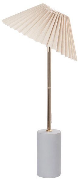 Stolná nočná lampa béžová ľanové tienidlo kovový betónový podstavec 68 cm moderný štýl obývacia izba spálňa
