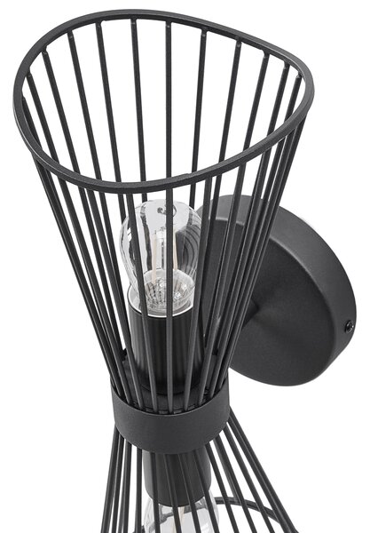 Nástenná lampa čierna kov železo LED svetlo dvojité tienidlo obývacia izba jedáleň spálňa