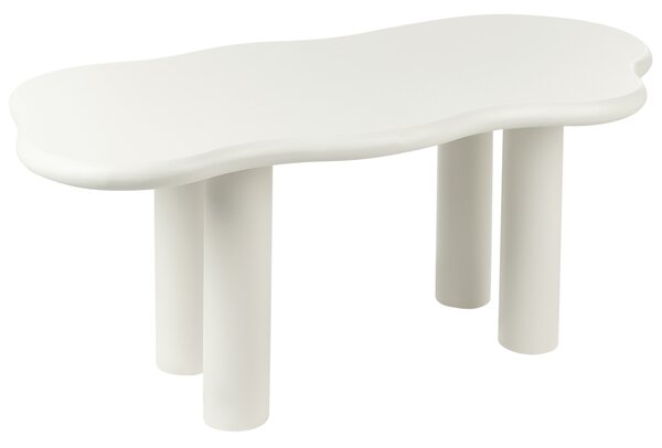 Jedálenský stôl krémová biela PVC nohy 188 x 94 x 74 cm MDF vrchná doska nepravidelný tvar moderný minimalistický štýl jedáleň