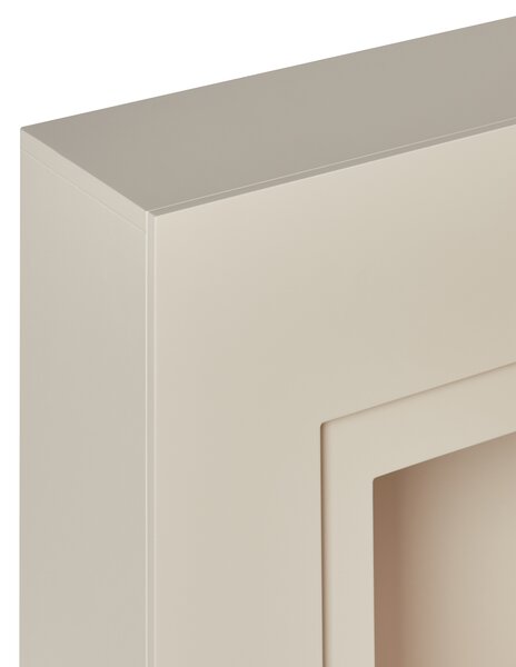Elektrický krb béžový krbová rímsa z MDF LED podsvietenie efekt plameňa krbový ohrievač s termostatom