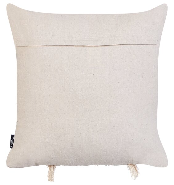 Sada 2 dekoratívnych vankúšov béžová bavlna makramé 45 x 45 cm so strapcami boho retro štýl doplnky