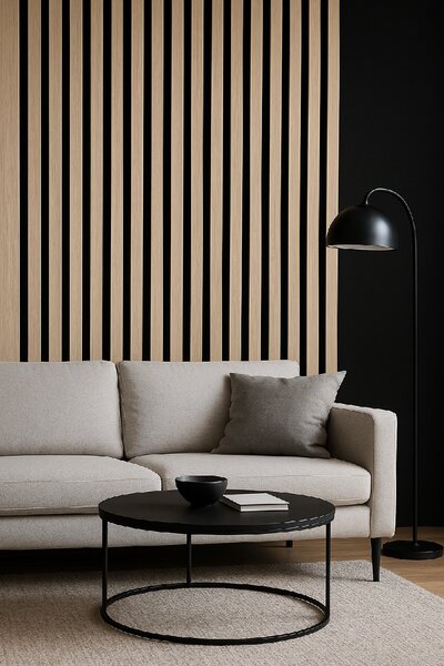 3D Drevené lamely na stenu na filci 255x46cm - Jaseň ARKTICKÝ