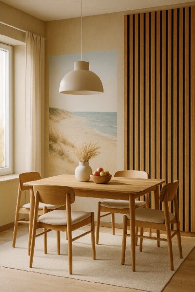3D Drevené lamely na stenu na filci 255x46cm - DUB SLNEČNÝ