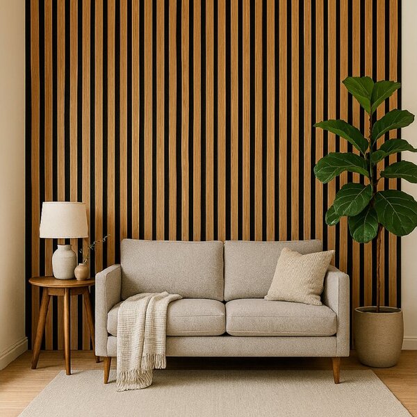 3D Drevené lamely na stenu na filci 255x46cm - DUB SLNEČNÝ