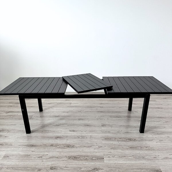 Rozkladací hliníkový záhradný stôl VIVERE | antracit 90 x 200-260 cm