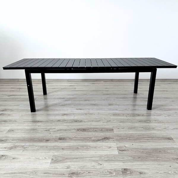 Rozkladací hliníkový záhradný stôl VIVERE | antracit 90 x 200-260 cm
