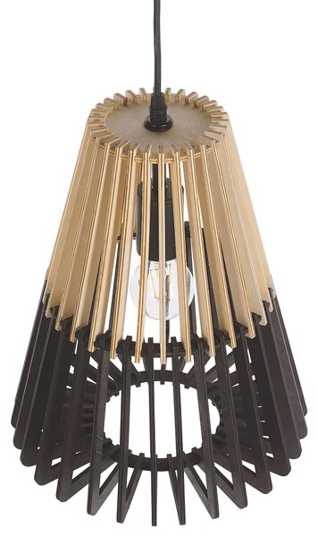 Závesná lampa svetlé drevo čierna preglejka kov maľovaný matný povrch moderný škandinávsky štýl obývačka jedáleň