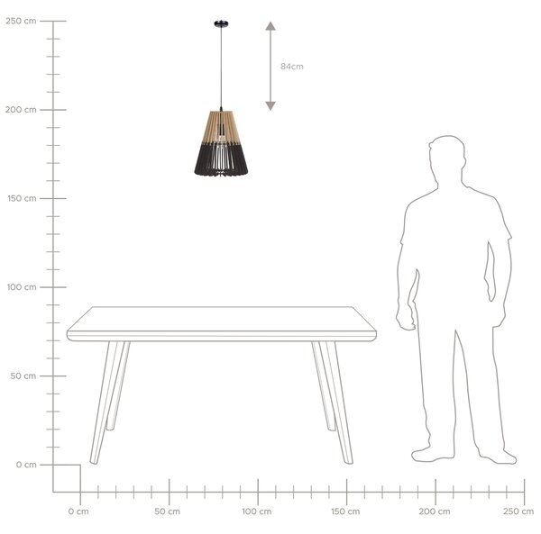 Závesná lampa svetlé drevo čierna preglejka kov maľovaný matný povrch moderný škandinávsky štýl obývačka jedáleň